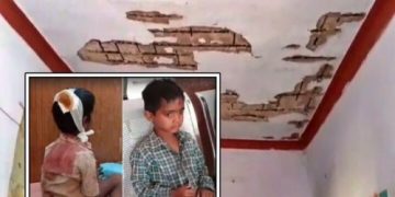 పాఠశాల పైకప్పు పెచ్చులూడి ఆరుగురు విద్యార్థులకు గాయాలు